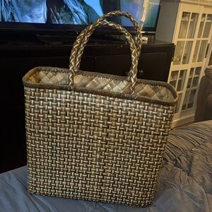 Woven Tan Tote Bag